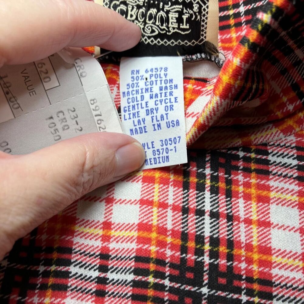 Vintage Deadstock 80s-90s Croquet Club Plaid Mock Turtleneck Size M Made in USA - Picture 6 of 8